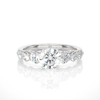 2 Carat Round Cut Moissanite Seven Stone Engagement Ring In Yellow Gold