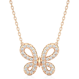 0.5 Ct Scallop Pave Butterfly Shape Moissanite Pendant In White Gold