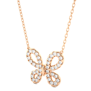 0.5 Ct Scallop Pave Butterfly Shape Moissanite Pendant in Rose Gold