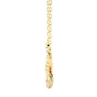 0.5 Ct Scallop Pave Butterfly Shape Moissanite Pendant In Yellow Gold