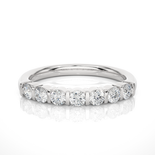 0.5 Ct Round Moissanite Seven Stone Wedding Band In Silver