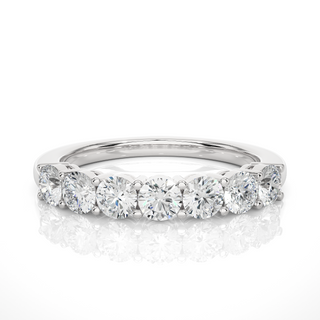 1 Ct Round Moissanite Seven Stone Half Eternity Band In Yellow Gold