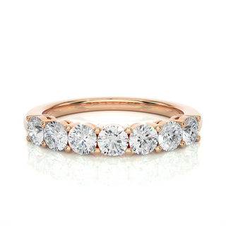 1 Ct Round Moissanite Seven Stone Half Eternity Band In Rose Gold