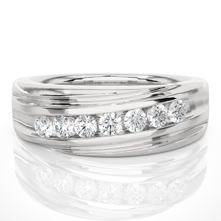 1.50 Carat Seven Stone Round Shape Moissanite Band in Yellow Gold