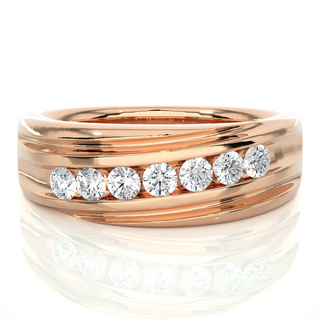 1.50 Carat Seven Stone Round Shape Moissanite Band in Rose Gold