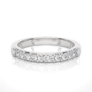 1 Ct Round Cut Moissanite Pave Set Wedding Band In White Gold