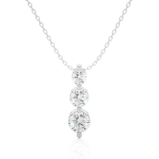 1 Ct Round Cut Three Stone Moissanite Pendant For Women in White Gold