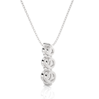 1 Ct Round Cut Three Stone Moissanite Pendant For Women in Silver