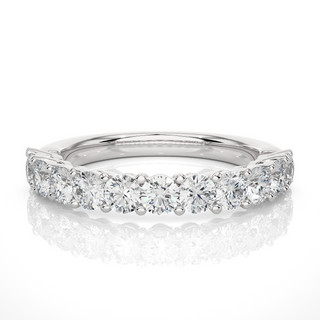 1 Carat Round Moissanite Traditional Shank Half Eternity Band In White Gold