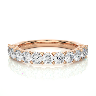 1 Carat Round Moissanite Traditional Shank Half Eternity Band In Rose Gold