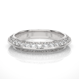 1 Ct Round Cut Moissanite Two Row Wedding Band In White Gold