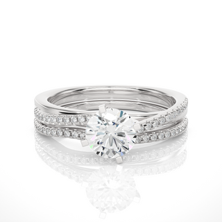 1.50 Carat Round Moissanite Bridal Set Wedding Ring In White Gold