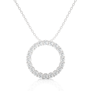2 Carat Round Moissanite Eternity Pendant In White Gold