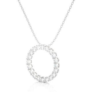 2 Carat Round Moissanite Eternity Pendant In White Gold