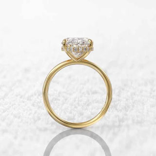 2.30 Carat Oval Cut Moissanite Hidden Halo Engagement Ring in Yellow Gold