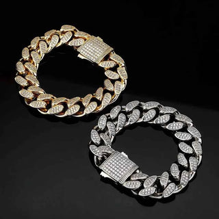 6 Carat Round Cut Moissanite Iced Out Hip Hop Bracelet In Yellow Gold