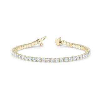 3 Carat Round Cut Moissanite Tennis Bracelet in Yellow Gold for Women