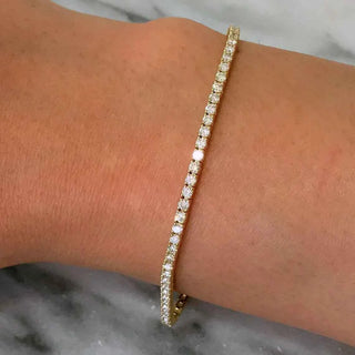 3 Carat Round Cut Moissanite Tennis Bracelet in Yellow Gold for Women