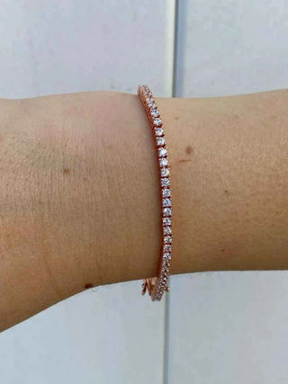 3 Ct Round Shaped Moissanite Tennis Bracelet in Rose Gold