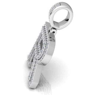 3 Ct Round Cut Moissanite Initial "R" Pendant in White Gold