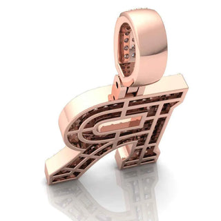 3 Ct Round Cut Moissanite Initial "R" Pendant in White Gold