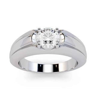 2 Carat Round Cut Moissanite Solitaire Ring in Rose Gold For Men's