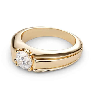2 Carat Round Cut Moissanite Solitaire Ring in Rose Gold For Men's