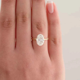 2 Ct Oval Cut Moissanite Solitaire Engagement Ring In Rose Gold