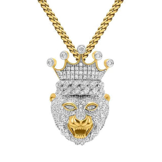 2 Carat Lion King Round Moissanite Pendant In White Gold
