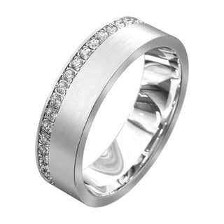 0.8 Carat Round Shape Moissanite Men's Wedding Band In White Gold