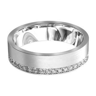 0.8 Carat Round Shape Moissanite Men's Wedding Band In White Gold