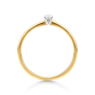 0.80 Carat Pear Shape Solitaire Moissanite Ring in Yellow Gold