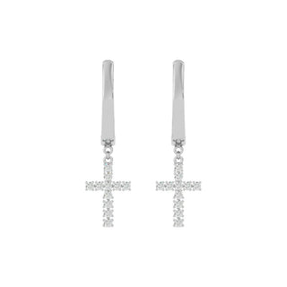 1.20 Carat Moissanite Cross Dangle Earrings In White Gold