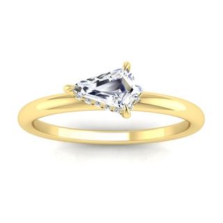 1.3 Carat Kite Cut Hidden Halo Moissanite Ring in Yellow Gold
