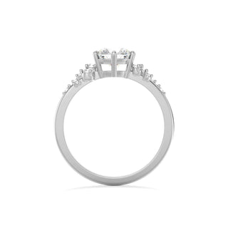 1.50 Carat Round Cut Moissanite Cluster Engagement Ring In White Gold