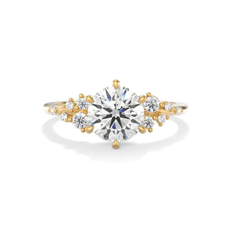 1.50 Carat Round Cut Moissanite Cluster Engagement Ring In White Gold
