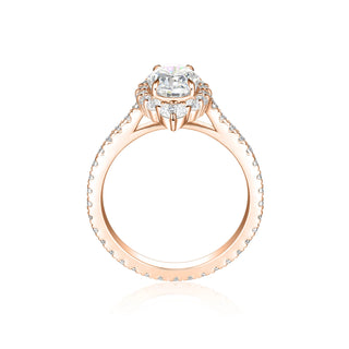 1.50 Ct Oval Cut Moissanite Halo Engagement Ring in Rose Gold