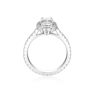 1.50 Ct Oval Cut Moissanite Halo Engagement Ring in White Gold