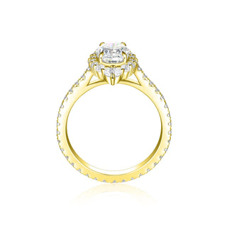 1.50 Ct Oval Cut Moissanite Halo Engagement Ring in Yellow Gold