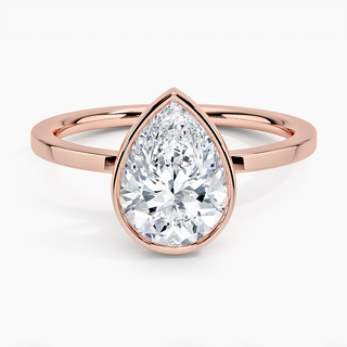 1.50 Ct Pear Cut Moissanite Bezel Set Engagement Ring in Rose Gold