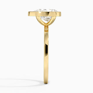 1.50 Ct Pear Cut Moissanite Bezel Set Engagement Ring in Yellow Gold