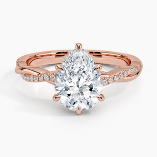 1.50 Ct Pear Cut Moissanite Twisted Engagement Ring in Rose Gold