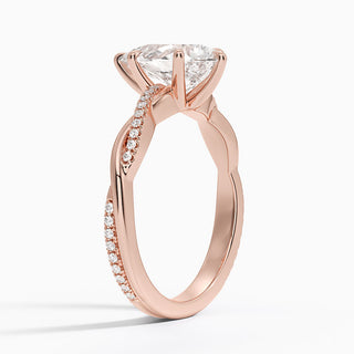 1.50 Ct Pear Cut Moissanite Twisted Engagement Ring in Rose Gold