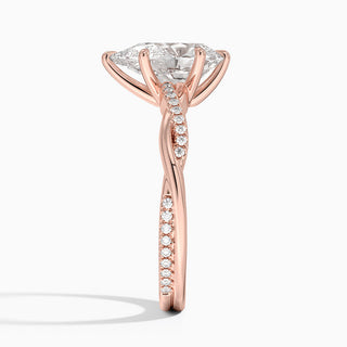 1.50 Ct Pear Cut Moissanite Twisted Engagement Ring in Rose Gold