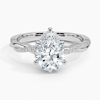 1.50 Ct Pear Cut Moissanite Twisted Engagement Ring in White Gold