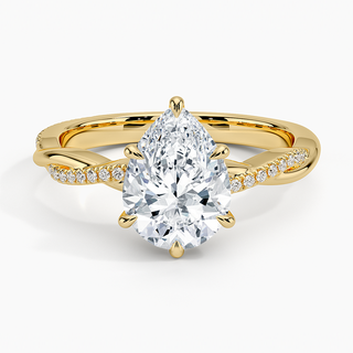1.50 Ct Pear Cut Moissanite Twisted Engagement Ring in Yellow Gold
