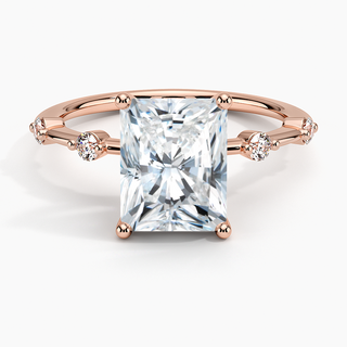 1.50 Radiant Shaped Moissanite 5 Stone Engagement Ring in Rose Gold