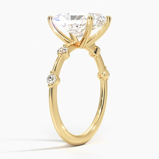 1.50 Radiant Shaped Moissanite 5 Stone Engagement Ring in Yellow Gold