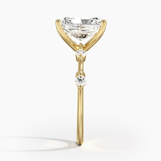 1.50 Radiant Shaped Moissanite 5 Stone Engagement Ring in Yellow Gold