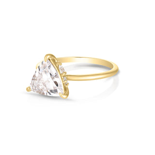 1.5 Carat Trillion Cut Hidden Halo Moissanite Ring in White Gold